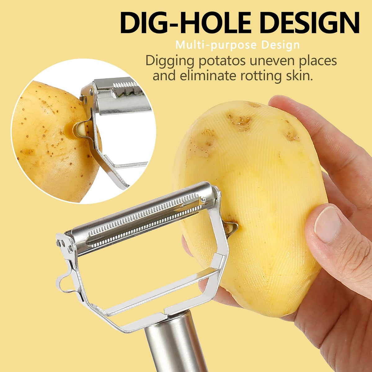 Stainless Steel Peeler Julienne Cutter Slicer for Carrot Potato Melon Vegetable and Fruit with Cleaning Brush - HomeSpice