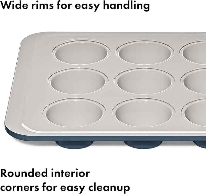 OXO Good Grips Non-Stick Pro Ceramic Coated Metal Bakeware 12 Cup Muffin Pan – Storm Blue