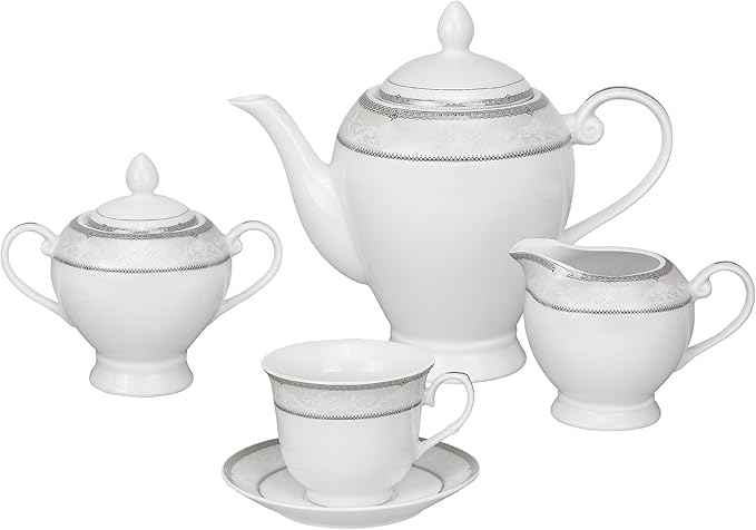 Lorren Home Trends 57-Piece Porcelain Dinnerware Set, Ballo, Service for 8