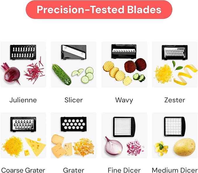 Fullstar Premium Vegetable Chopper and Mandoline Slicer - Food Chopper and Spiralizer with Container, Julienne Slicer, Fruit Slicer, Veggie Cutter, Kitchen Gadgets & Gift for Mom (14 in 1, Silver)