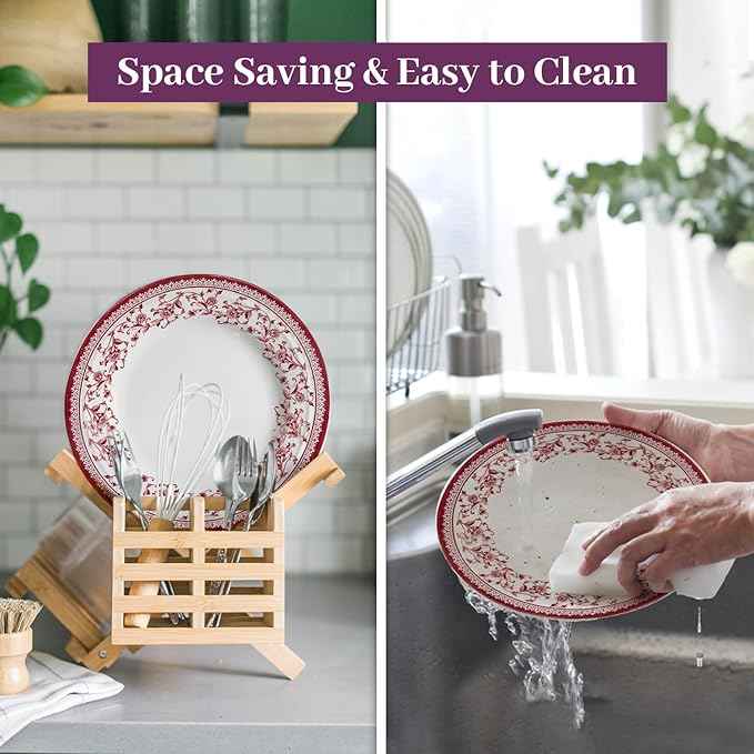 TUDOR Royal Collection 12-Piece Round Porcelain Dinnerware Set, Service for 4 with Dinner Plates, Bowls, and Salad Plates, Aster Pink Red Floral Design, High Gloss Finish, Durable & Premium Quality