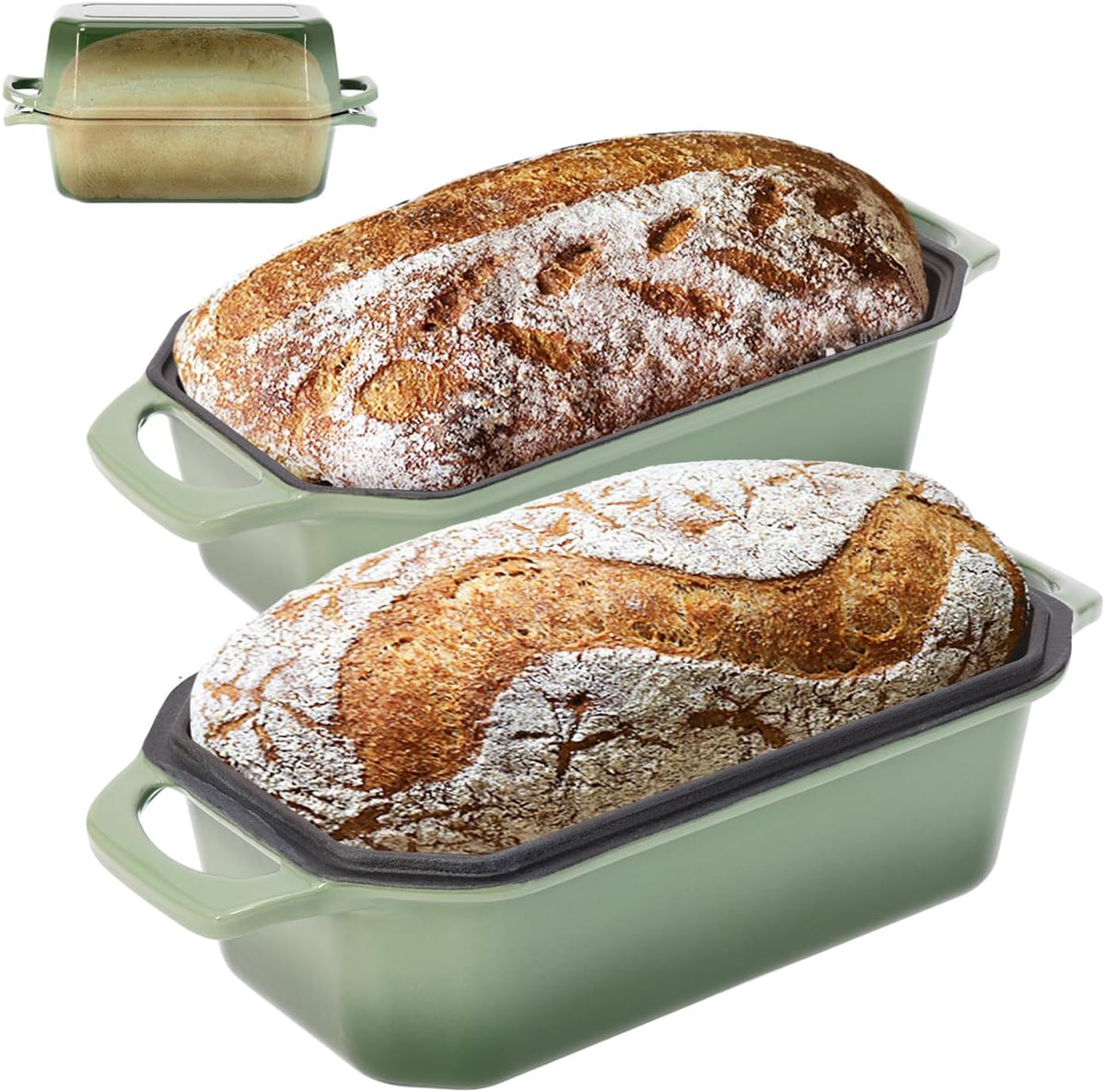 Bread Pan Cast Iron Loaf Pan with Lid 9x5 Inch Bread Loaf Pan for Baking Bread Enameled Cast Iron Sourdough Bread Pan - HomeSpice