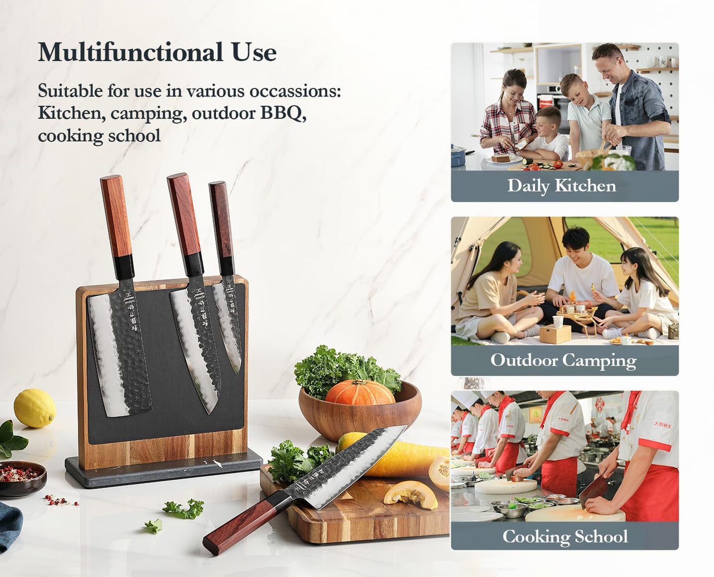 Double sided Magnetic Knife Holder without Knives (Acacia Wood Knife Holder)