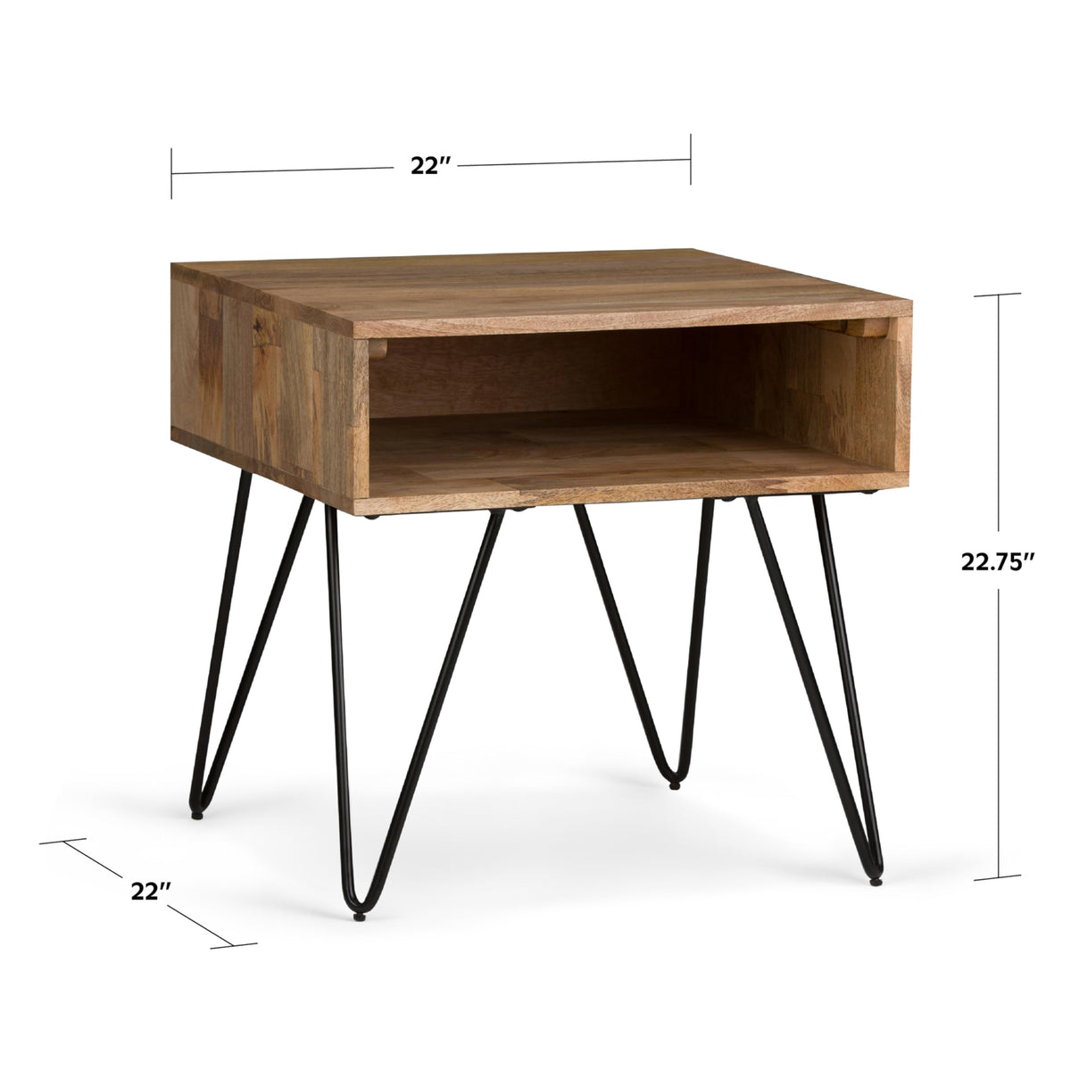 Hunter 22" Wide Solid Wood Square End Table in Natural (End Table / 22 inch / Refined Natural)