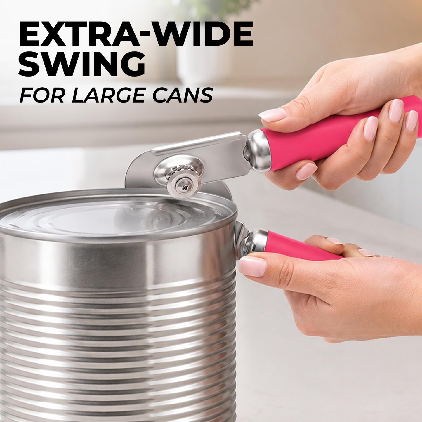 Stainless Steel Swing Open Manual Can Opener Comfortable Grip (Dragonfruit / Swing Open)