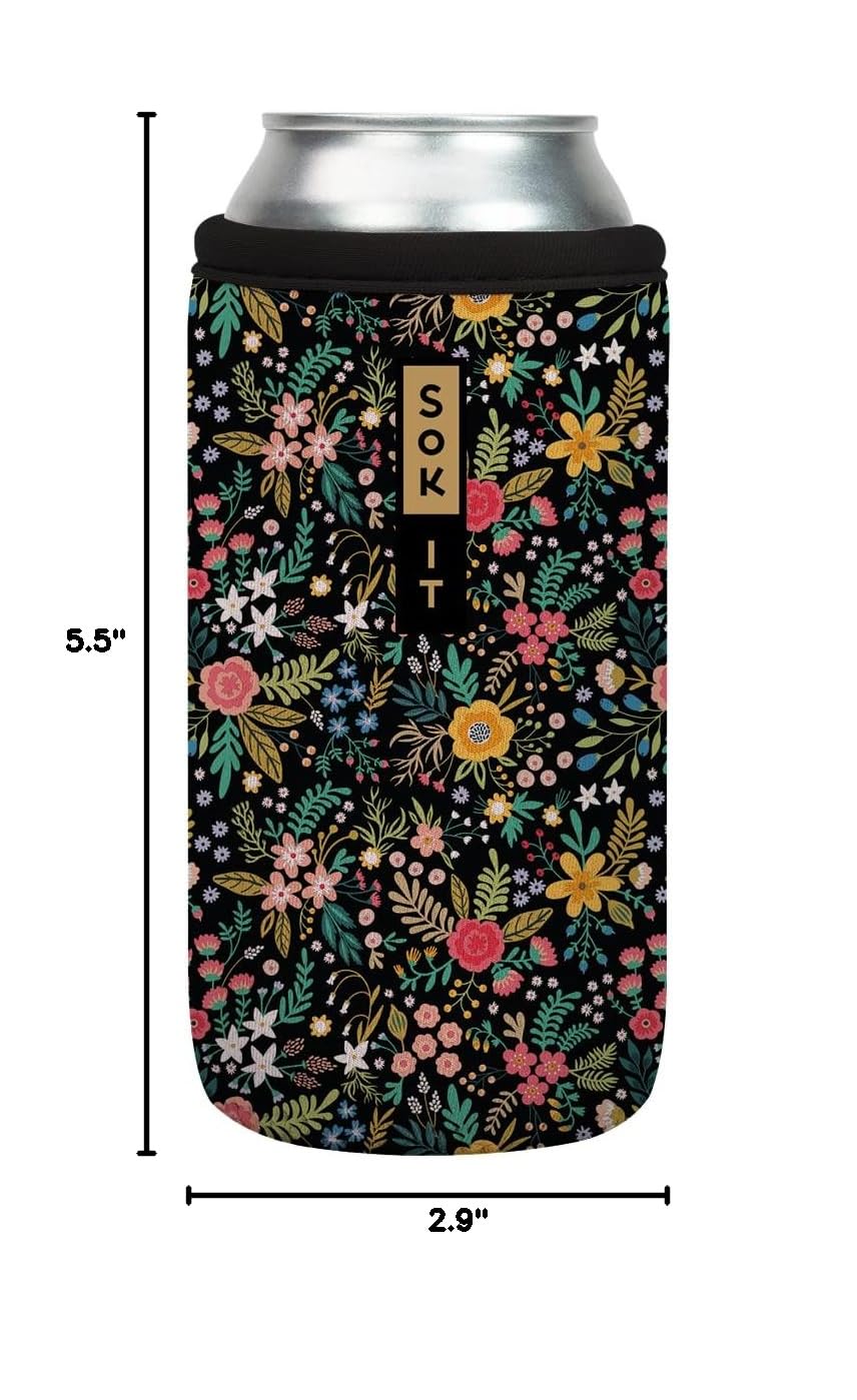 CanSok Sleeve for Beer & Soda Insulated Neoprene Cover (English Garden Picnic / 16oz Can Sleeve)