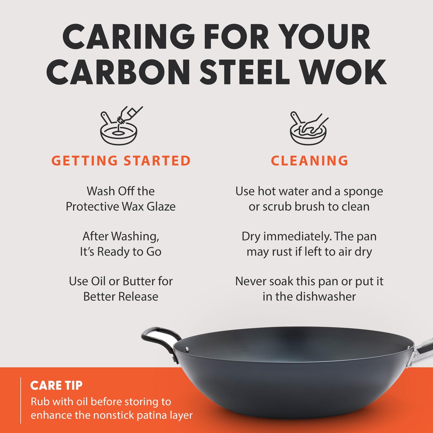 Carbon Steel Wok 14” (Black / 14" Wok Pan)