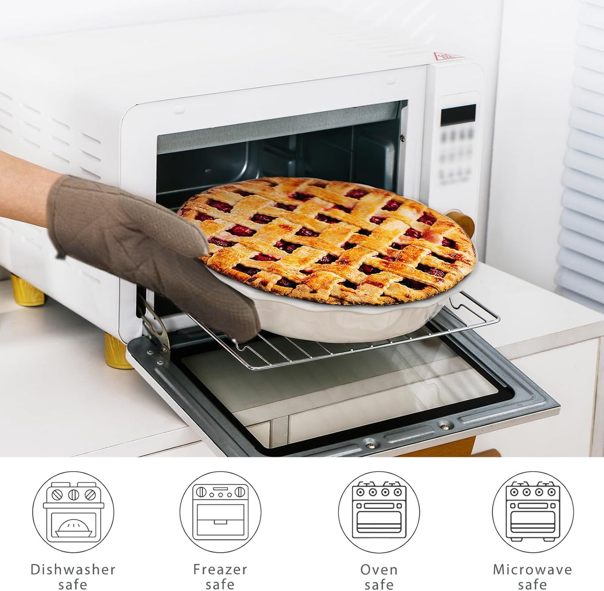 Lareina Ceramic Pie Pans for Baking, 9 Inch Deep dish pie plates with Ruffled Edge for Apple Pie, Durable Pie Dish, Non-Stick, Oven & Dishwasher Safe, Set of 2, White - HomeSpice