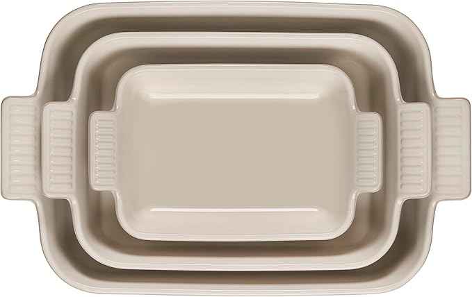 Le Creuset Stoneware Heritage 3-Piece Rectangular Baking Dish Set, Riviera