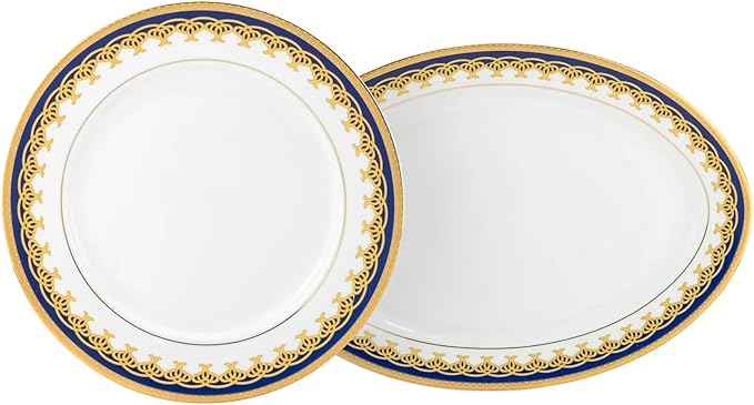 Euro Porcelain 57-pc Banquet Dinnerware Set, Luxury Bone China Tableware, Service for 8