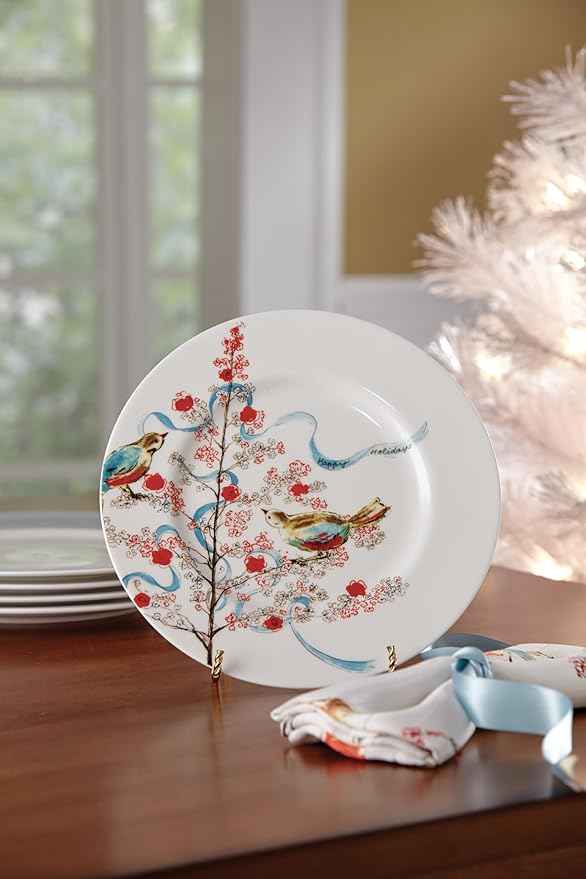 Lenox 810174 Chirp Seasonal 9-Inch Salad Plate 1-Piece, Service for 1, Luncheon Plate, Christmas Dinnerware
