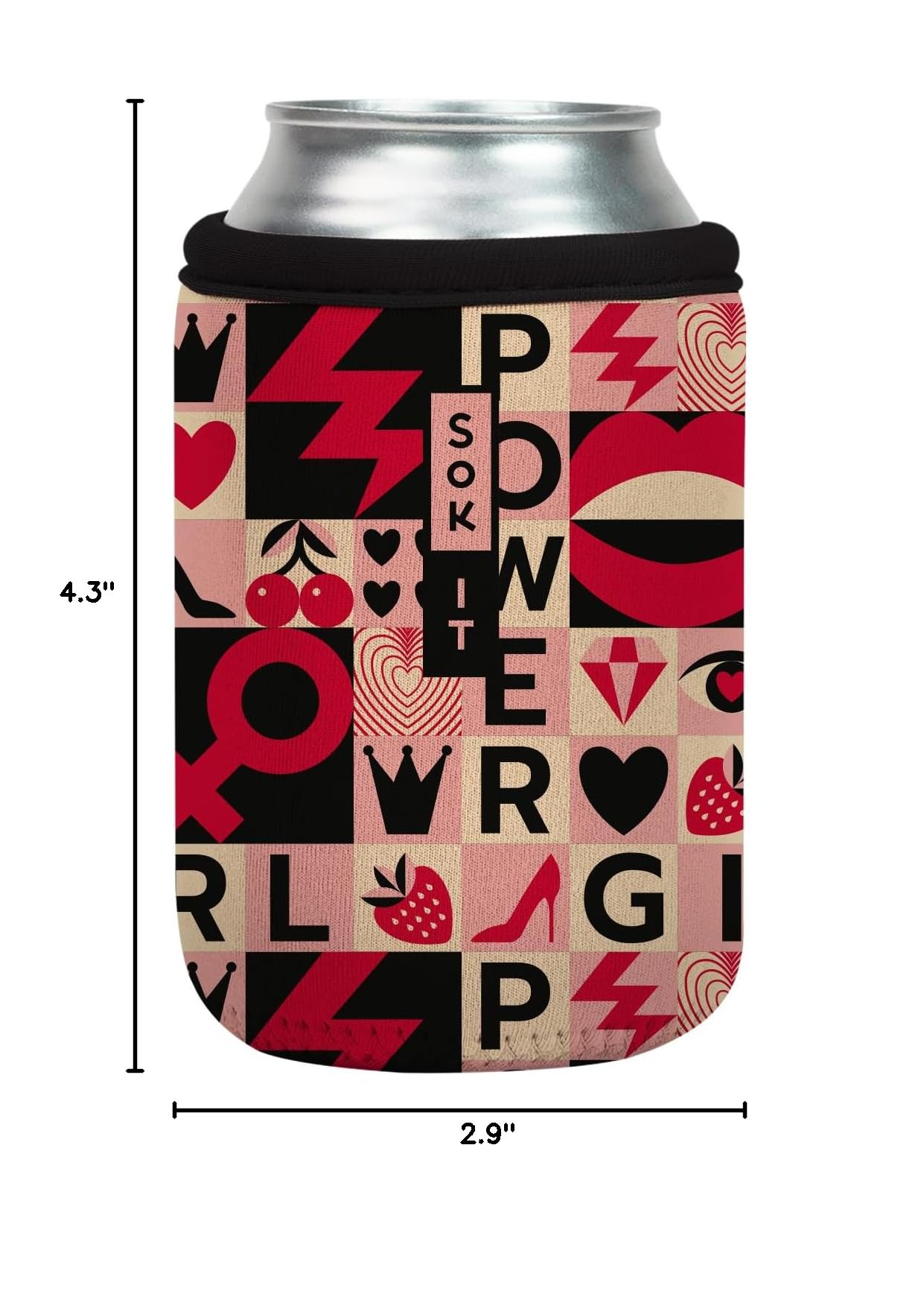 CanSok Sleeve for Beer & Soda Insulated Neoprene Cover (Girl Power / 12oz Can Sleeve)