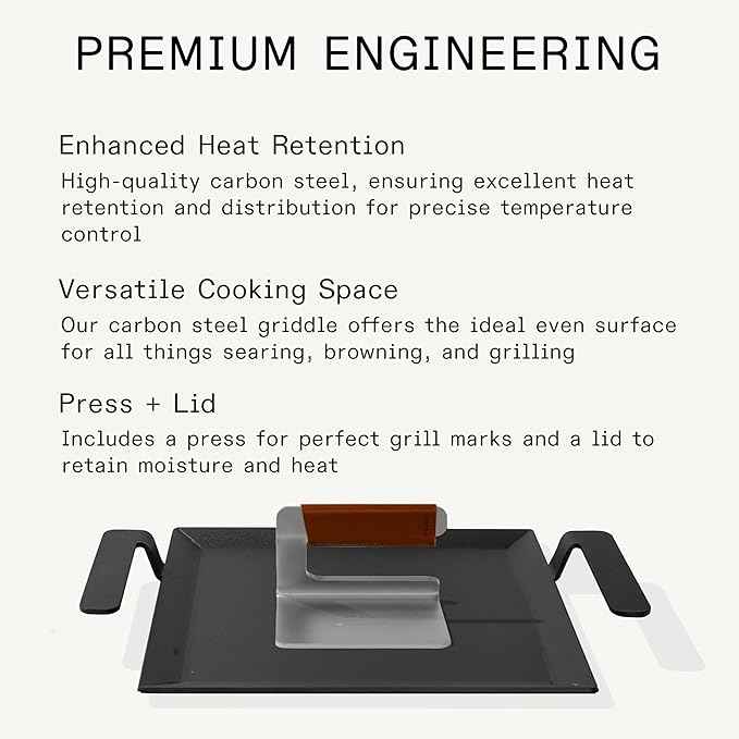 Made In Cookware | Carbon Steel Griddle and Grill Press Set with Half Lid - (Like Cast Iron, but Better) | Professional Cookware | Crafted in Sweden | Induction Compatible