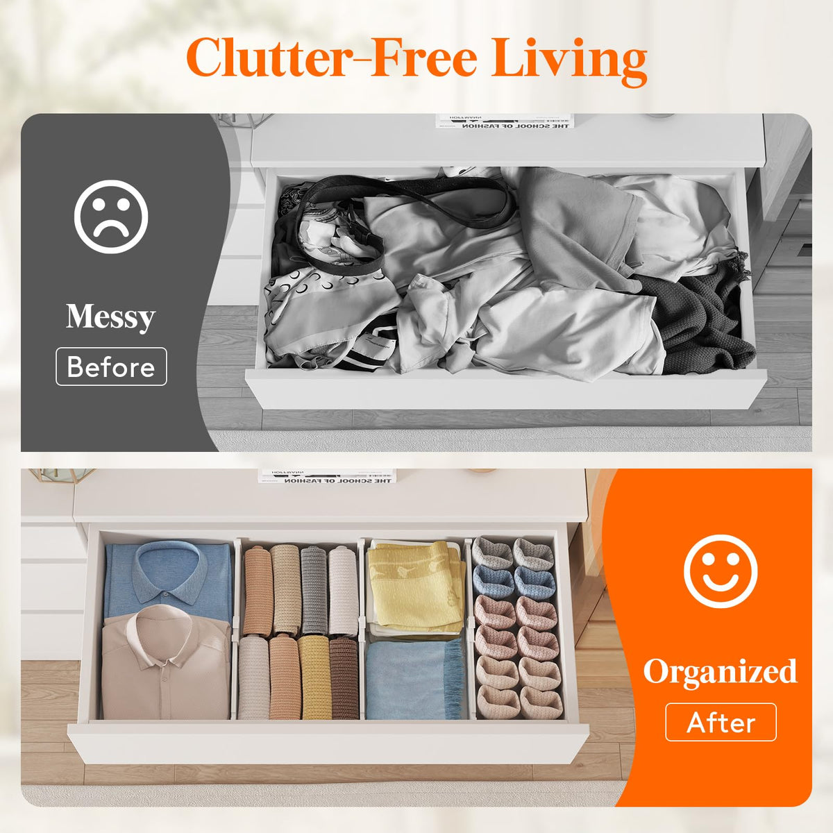 5 Pack 4" High Drawer Dividers (4"H, 10.5-16.5"L)