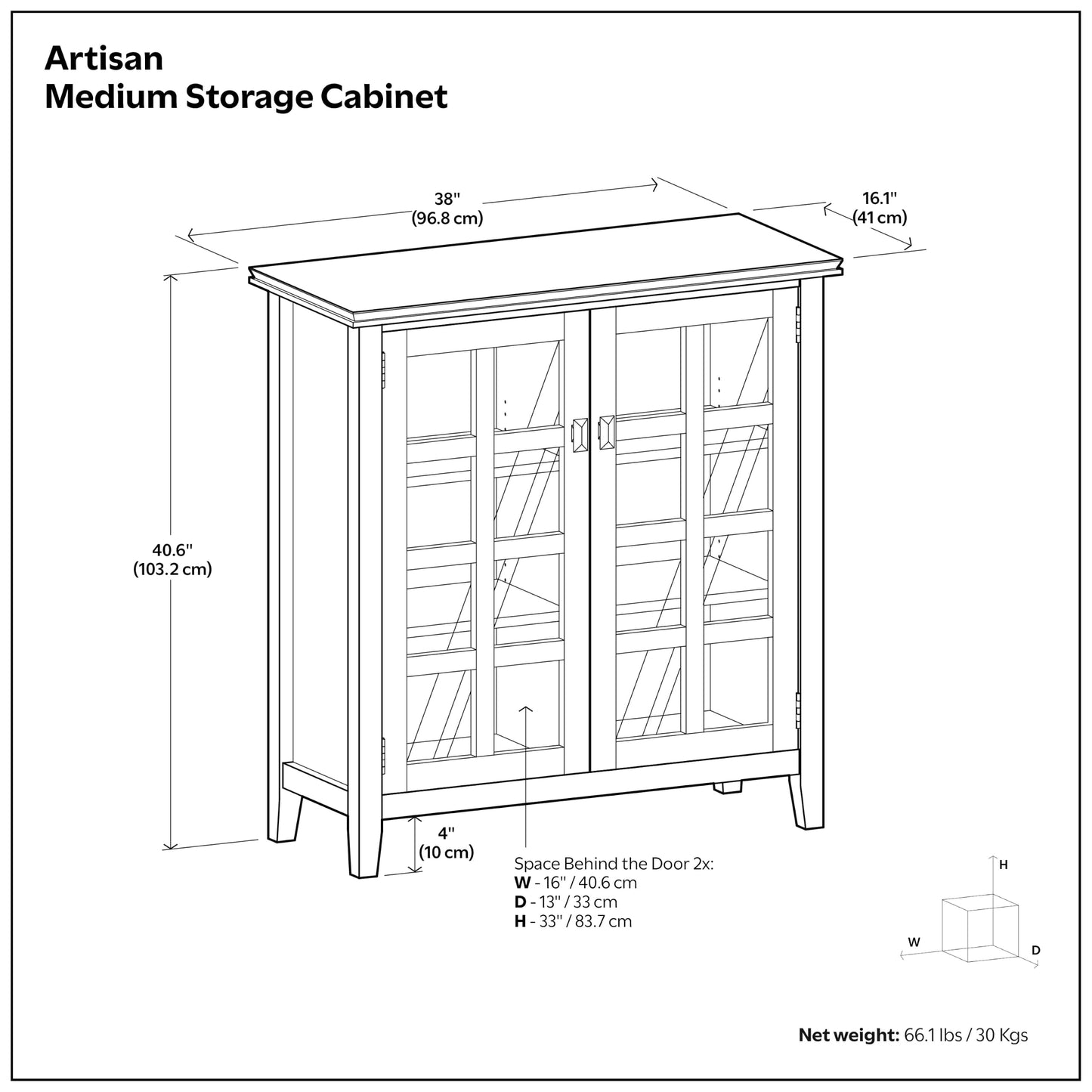 Artisan 38" Wide Solid Wood Cabinet in Distressed Grey (Distressed Grey / 38 inch)