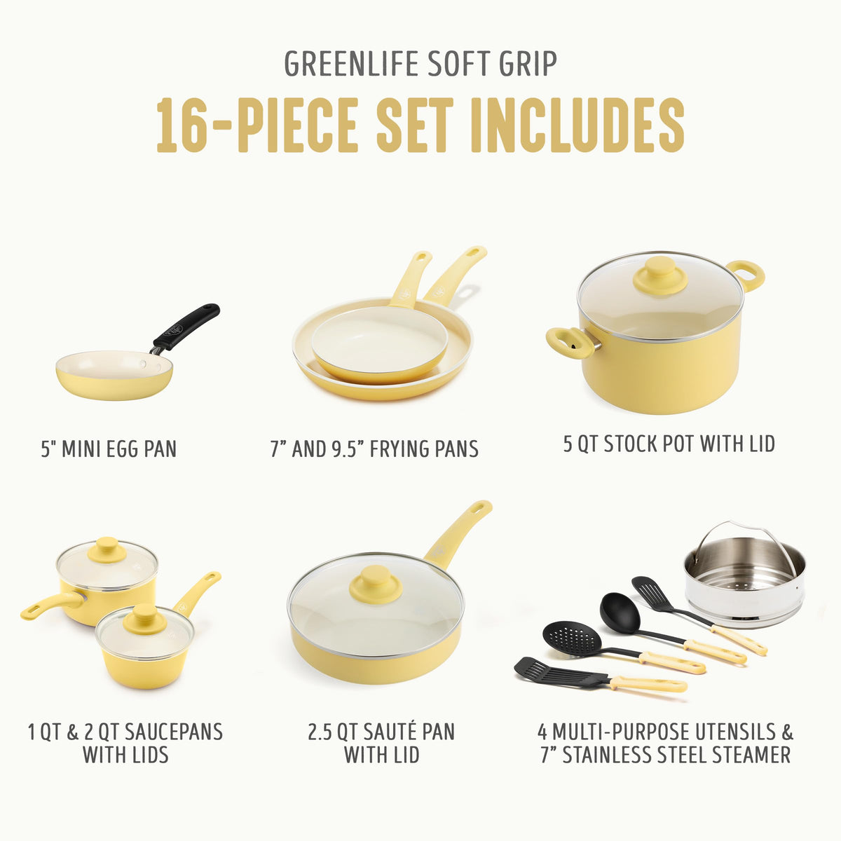 16 Piece Ceramic Nonstick Pots & Pans Cookware Set