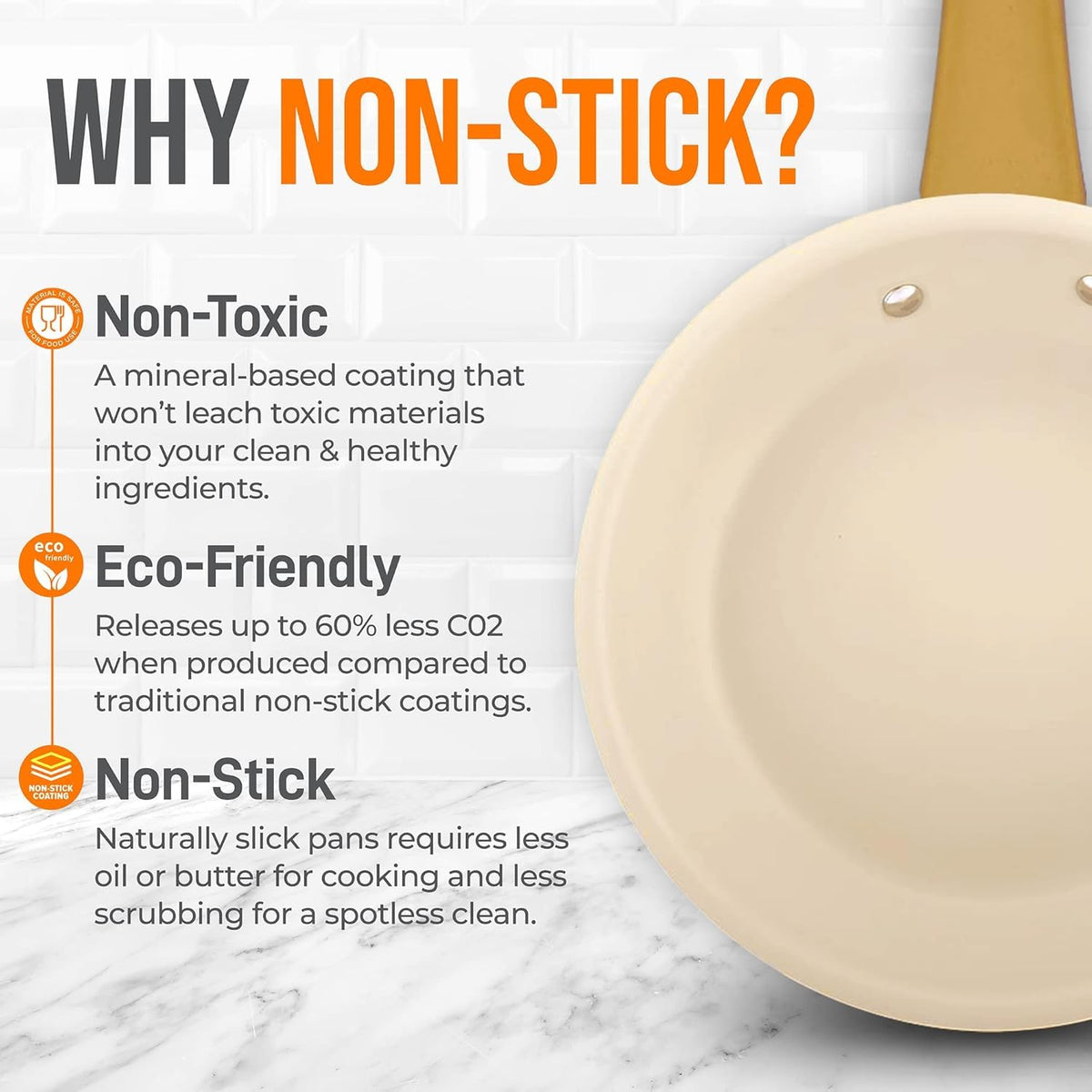 Medium Nonstick Ceramic Frying Pan with Lid (10" Frying Pan)