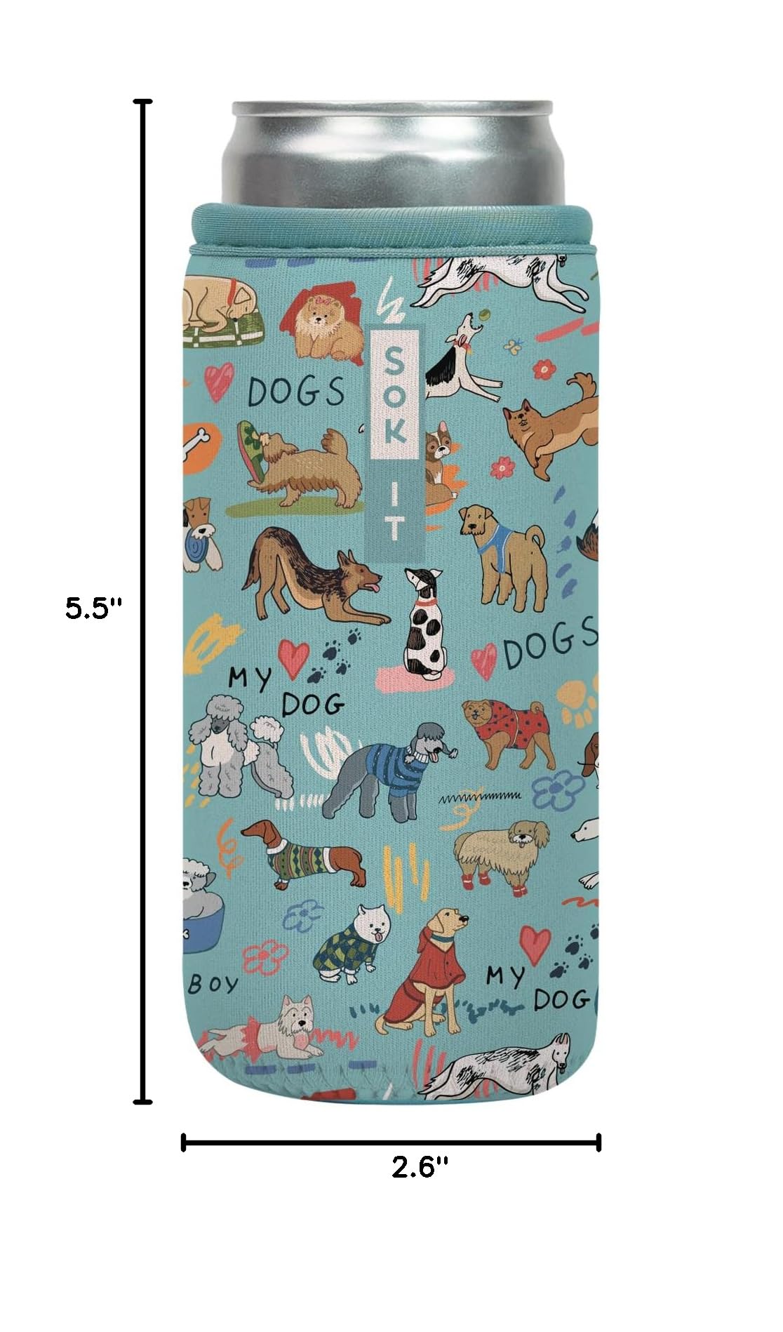 CanSok Sleeve for Beer & Soda Insulated Neoprene Cover (Dog Days Forever / 12oz Slim Can Sleeve)