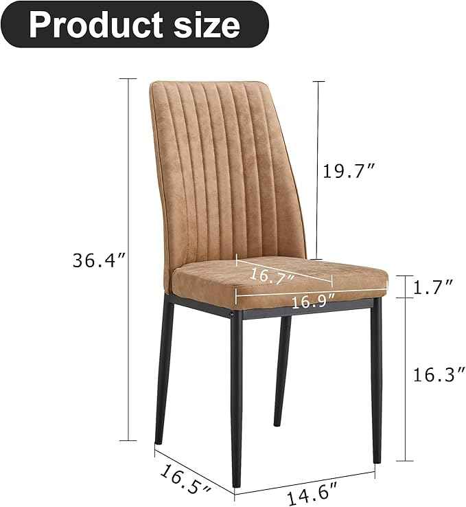 Modern Dining Chairs Set of 6 Kitchen Chairs Set Leathaire Fabric Chair with Metal Leg High Back Upholstered Chair for Dinner Room, Waiting Room(Set of 6, Brown)