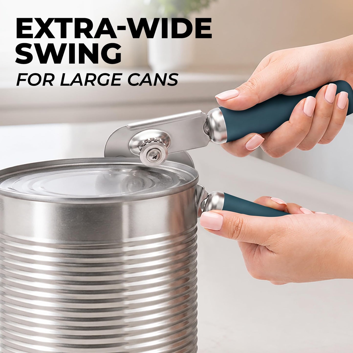 Stainless Steel Swing Open Manual Can Opener Comfortable Grip (Green / Swing Open)