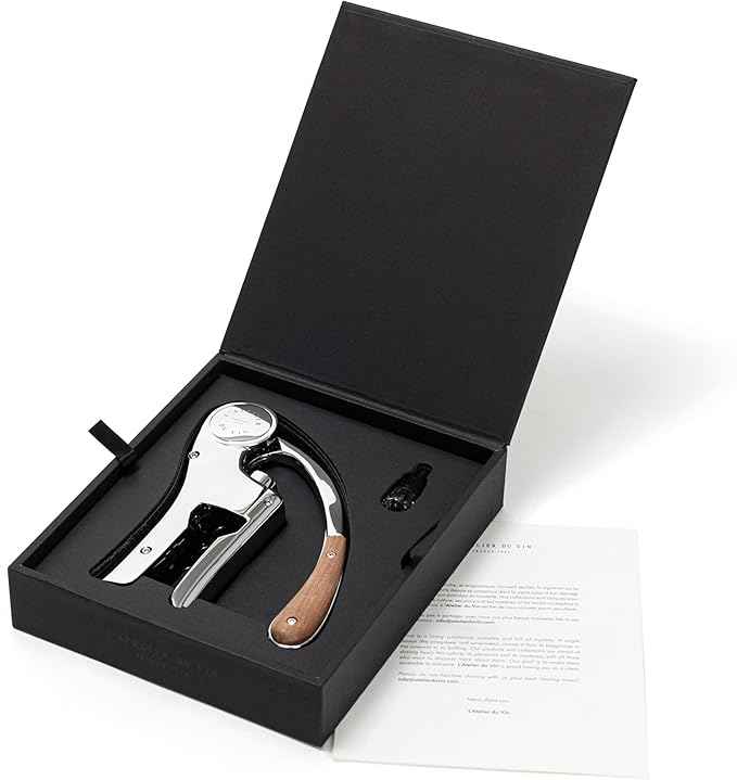 L'Atelier du Vin Oeno Motion Silver & Wood Lever Corkscrew | Luxury Wine Bottle Opener Premium Gift Box Hand Made Wine Tasting Accessories, Sommelier, Bartenders, Table Centerpiece Designed In France