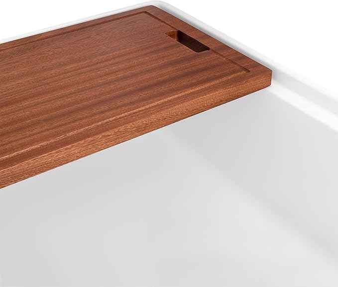 Ruvati 33 inch Fireclay Workstation Kitchen Sink - White Farmhouse Kitchen Sinks - Apron Front Sinks Single Bowl - MADE IN ITALY- RVL2387WH