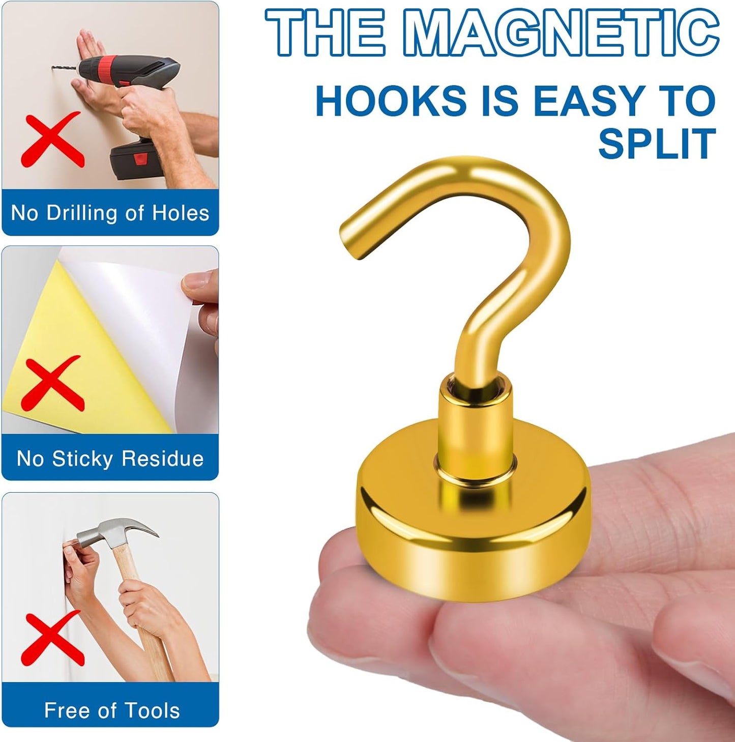 LOVIMAG Yellow Magnetic Hooks for Cruise Cabins, Cruise Essentials Must Haves, Cruise Magnets, Magnetic Key Holder, Strong Magnetic Hooks for Hanging, Fridge, Grill -12 Pack, 110lbs