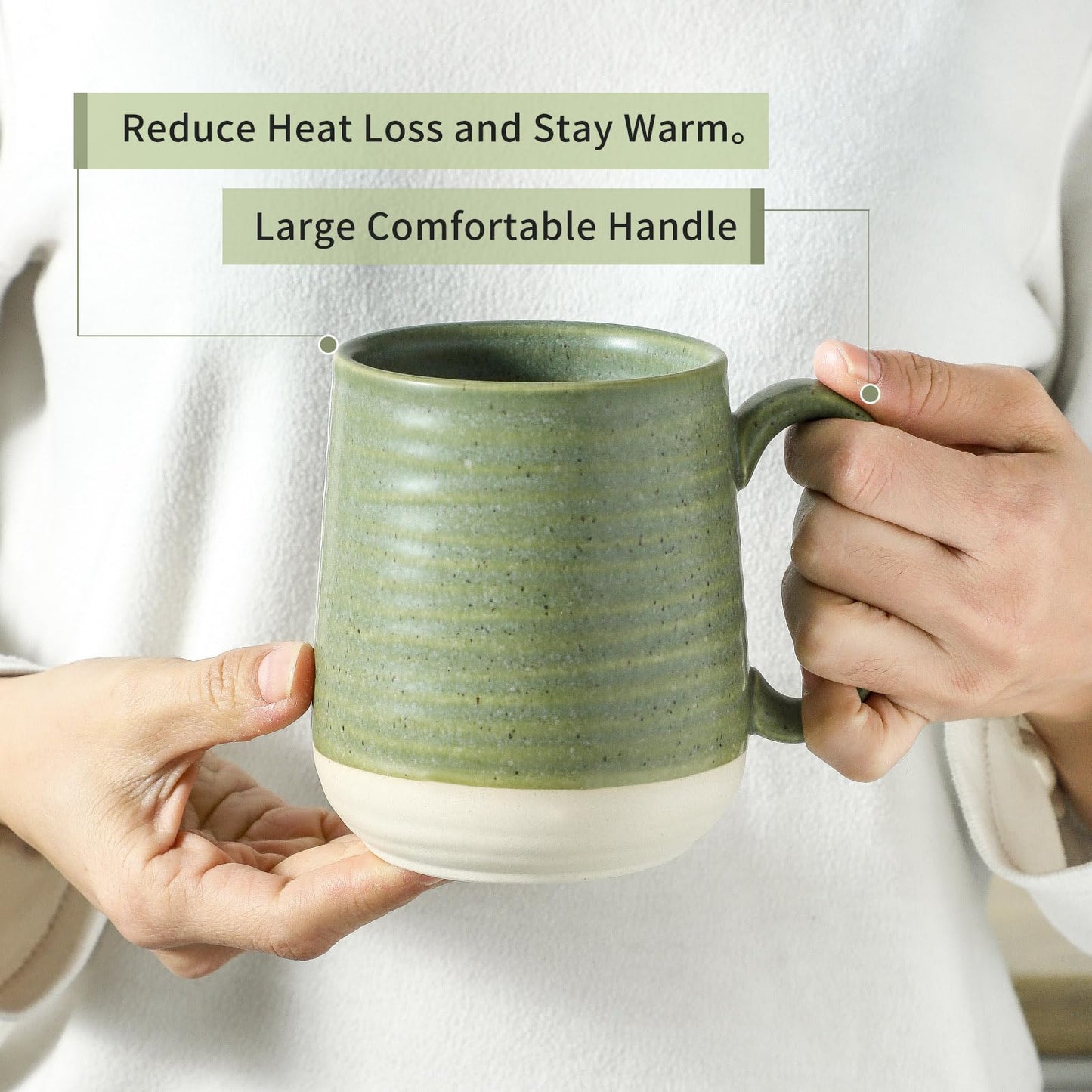 Stoneware Coffee Mugs Set of 6 (Green / Set of 6)