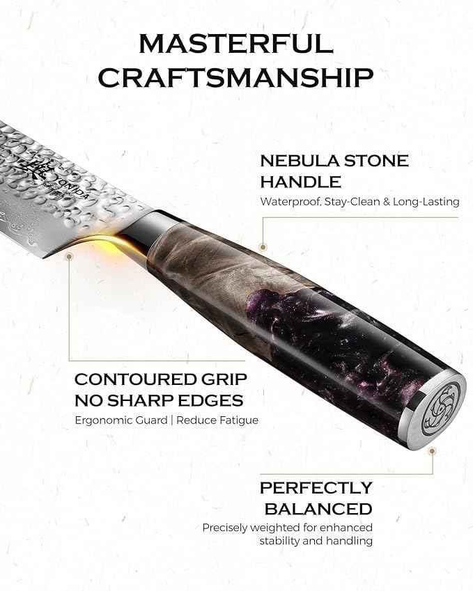 Japanese Chef Knife, 67-Layer Damascus Steel 8.1 Inch Kitchen Knife with AUS-10 Core, Professional Hand Forged Gyuto Knife with Gift Box, Ergonomic Handle, Ideal Valentine's Day Gifts for Men Women