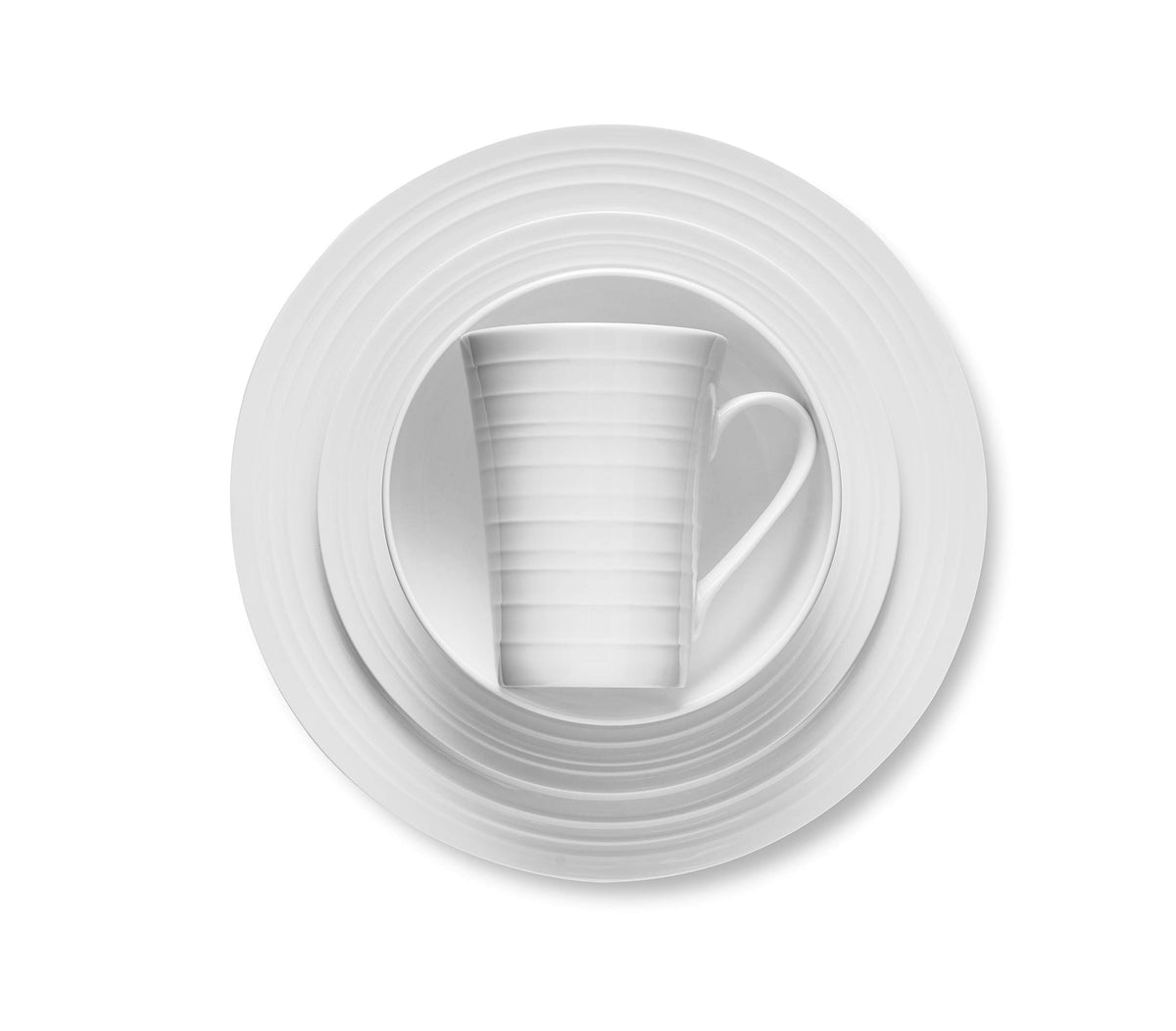 Eleanor Bone China 16 Piece Dinnerware (Swirl - White / 16 Piece Service for 4)