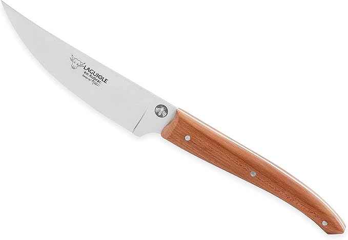 Laguiole en Aubrac Cuisine Gourmet Stainless Fully Forged Steel Made In France Complete 7 Piece Premium Kitchen Knife Magnetic Block Set With Mixed Wood Handles