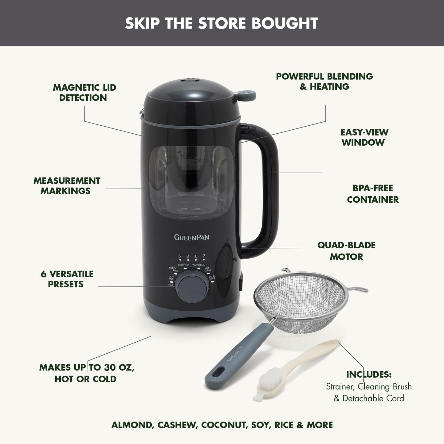 30oz Nut Milk Maker Machine (Graphite)