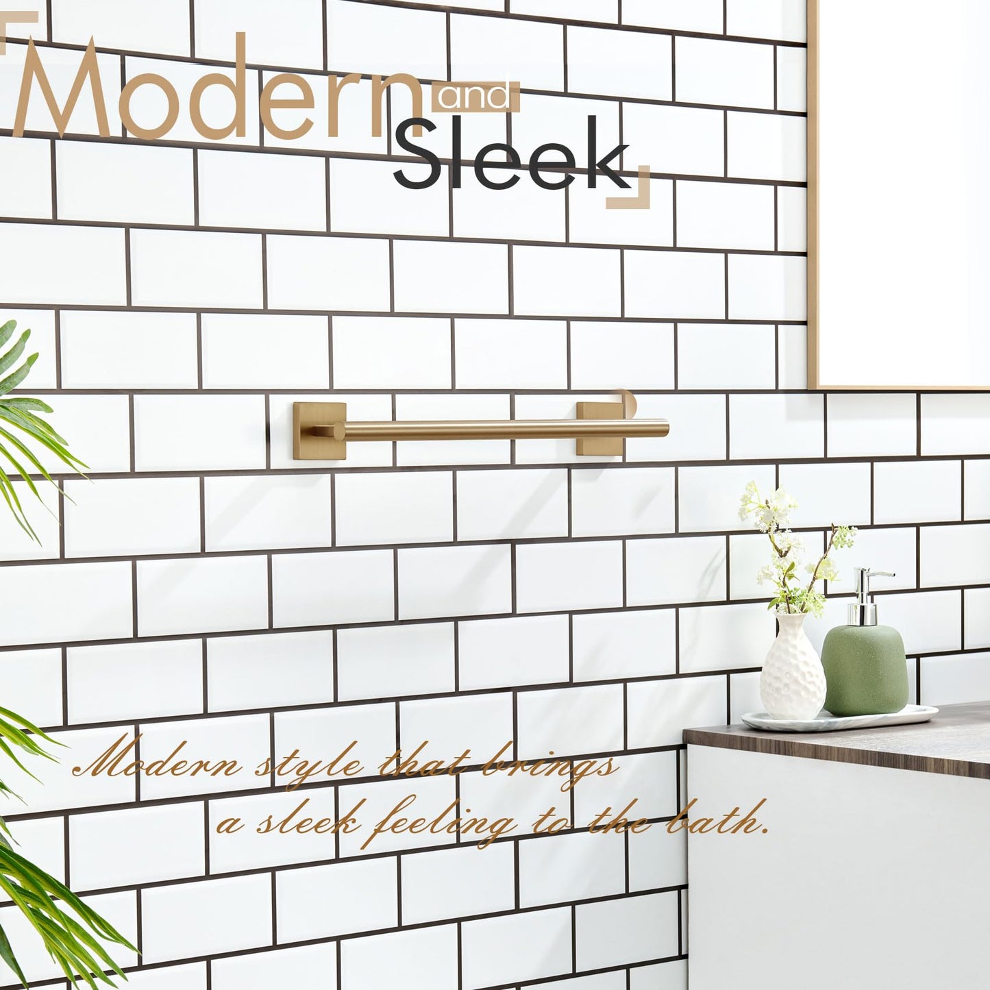 Hand Towel Bar Bathroom Towel Holder for Bath Kitchen Cabinet Towel Rails 16 Inch Champagne Bronze Stainless Steel B4005CPG (Champagne Bronze / 16-Inch)