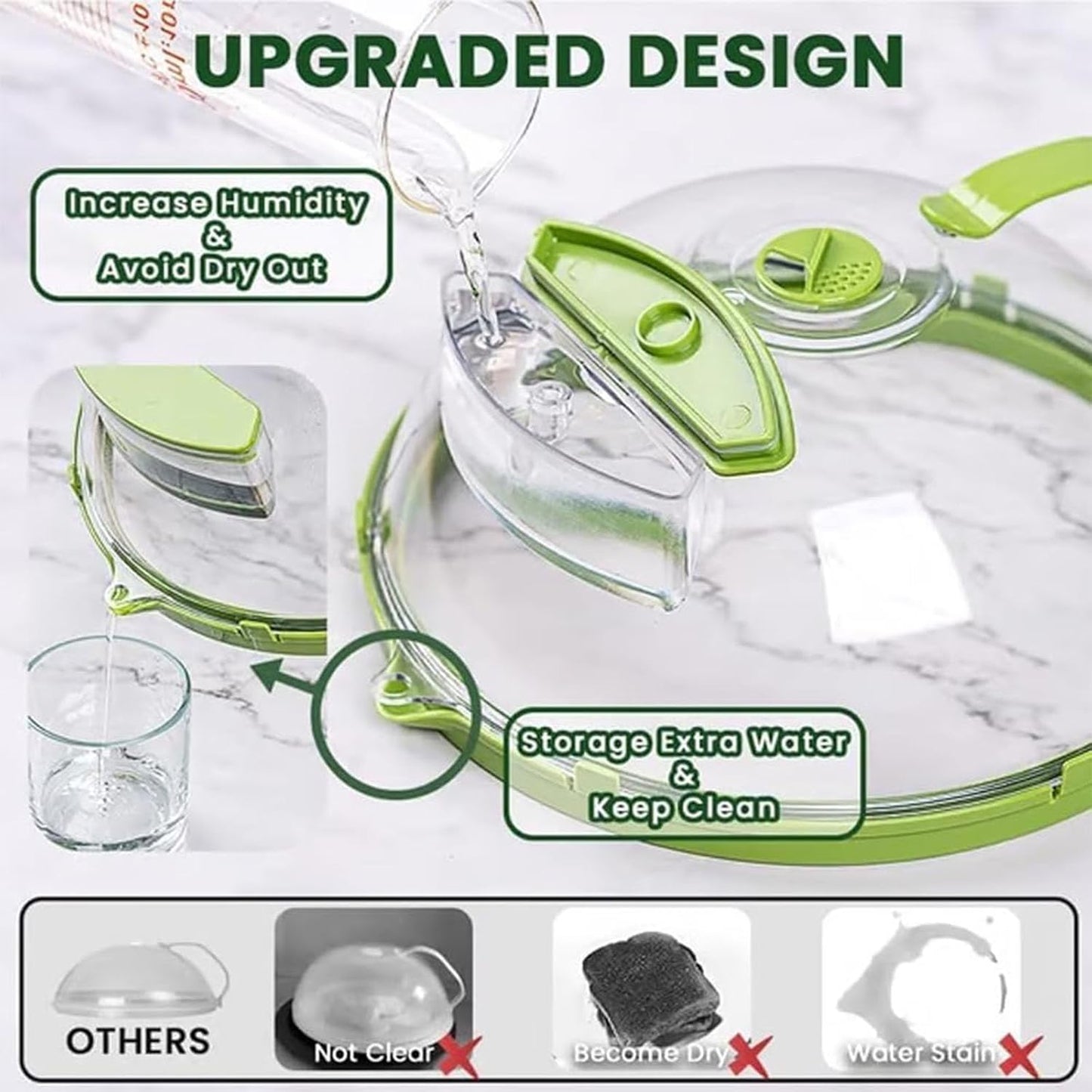 Steam And Reheat Microwave Cover, Microwave Splatter Cover, 2-In-1glass Microwave Cover For Food, Adjustable Steam Hole, Food Water Storage Box, Splash-Proof Design For Cooking (C)