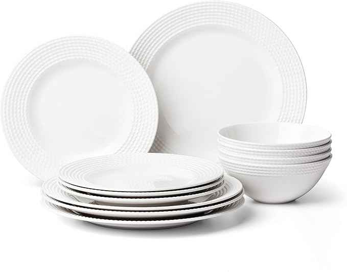 Kate Spade New York Wickford 16-Piece Dinnerware Set, 15.75 LB, White