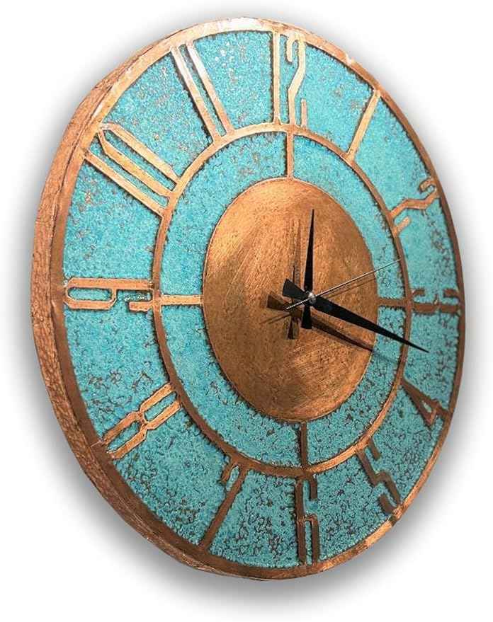 Handmade Copper Wall Clock Artisan Touch in Every Piece - Timeless Patina Wall Decor Copper Clock for Living Room, Office, Kitchen & Bedroom (24 Inch)