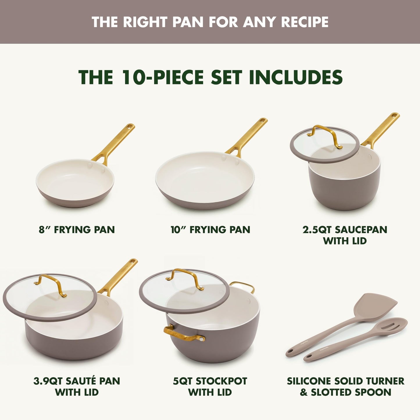 Nonstick Reserve Pro 10 Piece Cookware Set (Latte / 10 Piece Cookware Set)