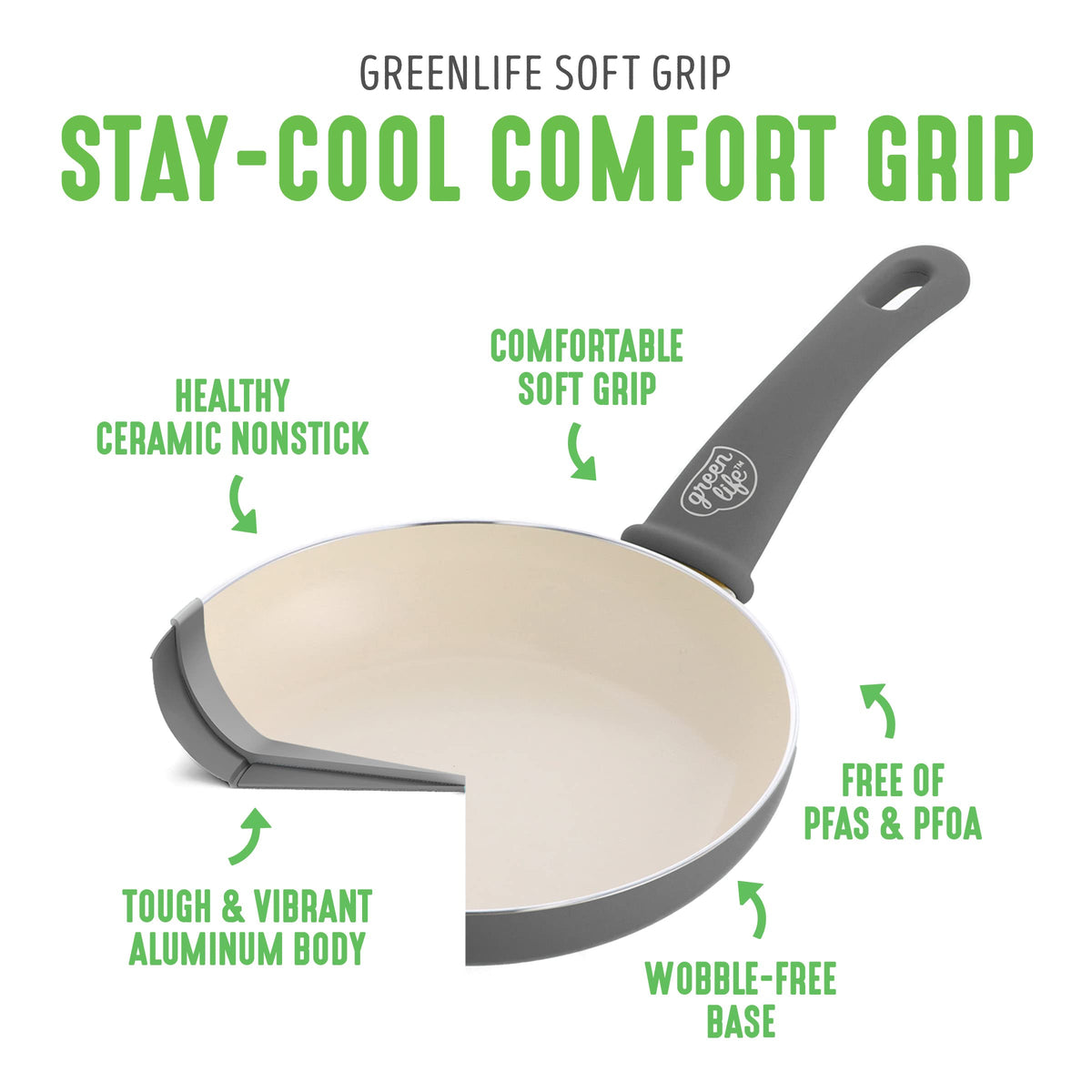 Soft Grip Healthy Ceramic Nonstick 18 Piece Kitchen Cookware Pots and Frying Sauce Saute Pans Set (18 Piece Cookware Set / Gray)
