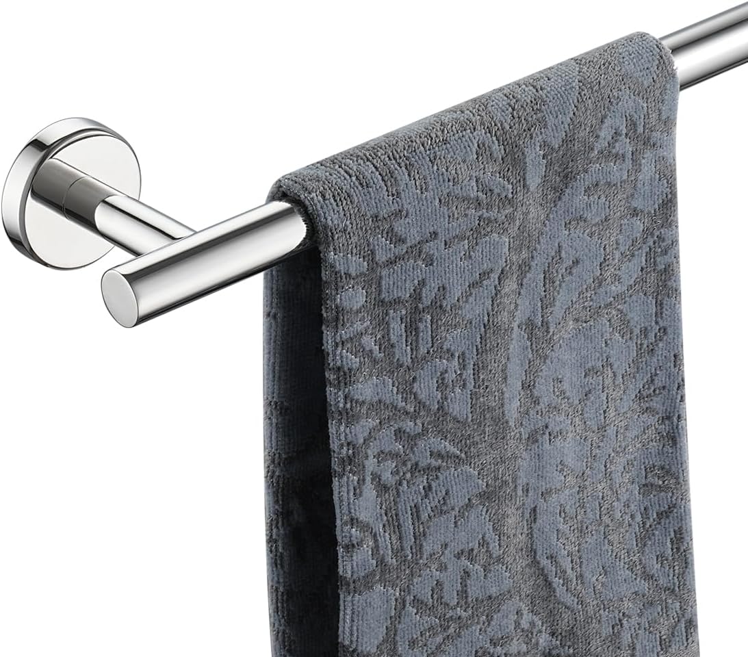 JQK Chrome Towel Bar, 27 Inch 304 Stainless Steel Thicken 0.8mm Towel Rack Bathroom, Towel Holder Polished Finished Wall Mount, Useable Length 24 Inch, TB110L24-CH
