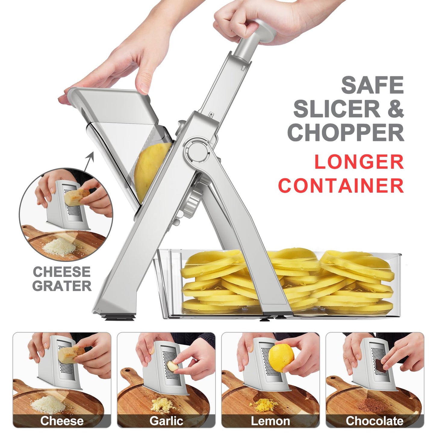 Safe Mandoline Slicer Plus (Upgrede Gray)