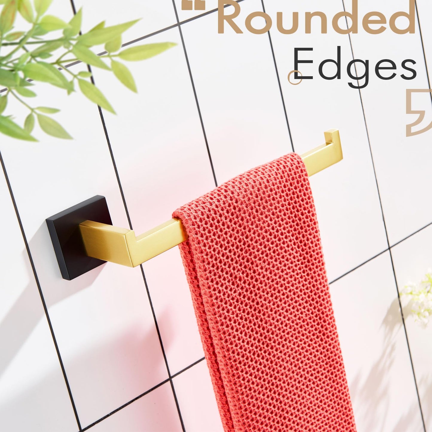 Towel Bar for Bathroom Wall Mount 9'' Hand Towel Holder T (Black Gold)