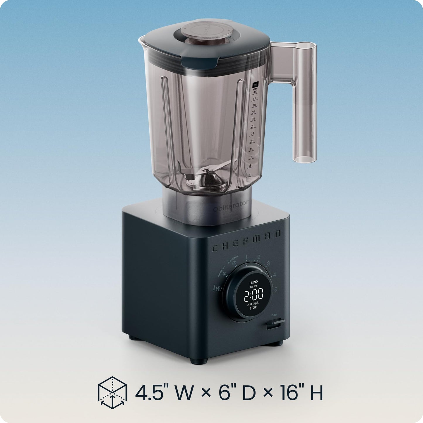 Obliterator 48 oz Countertop Blender for Smoothies (Midnight / Power Blender)