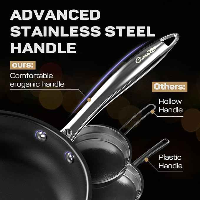 11-Piece Stainless Steel Pots and Pans Set Non Stick, Tri-Ply Stainless Steel Cookware Set, Induction Kitchen Cookware Sets with Steamer Insert & Stay-Cool Handles, Dishwasher, Oven Safe