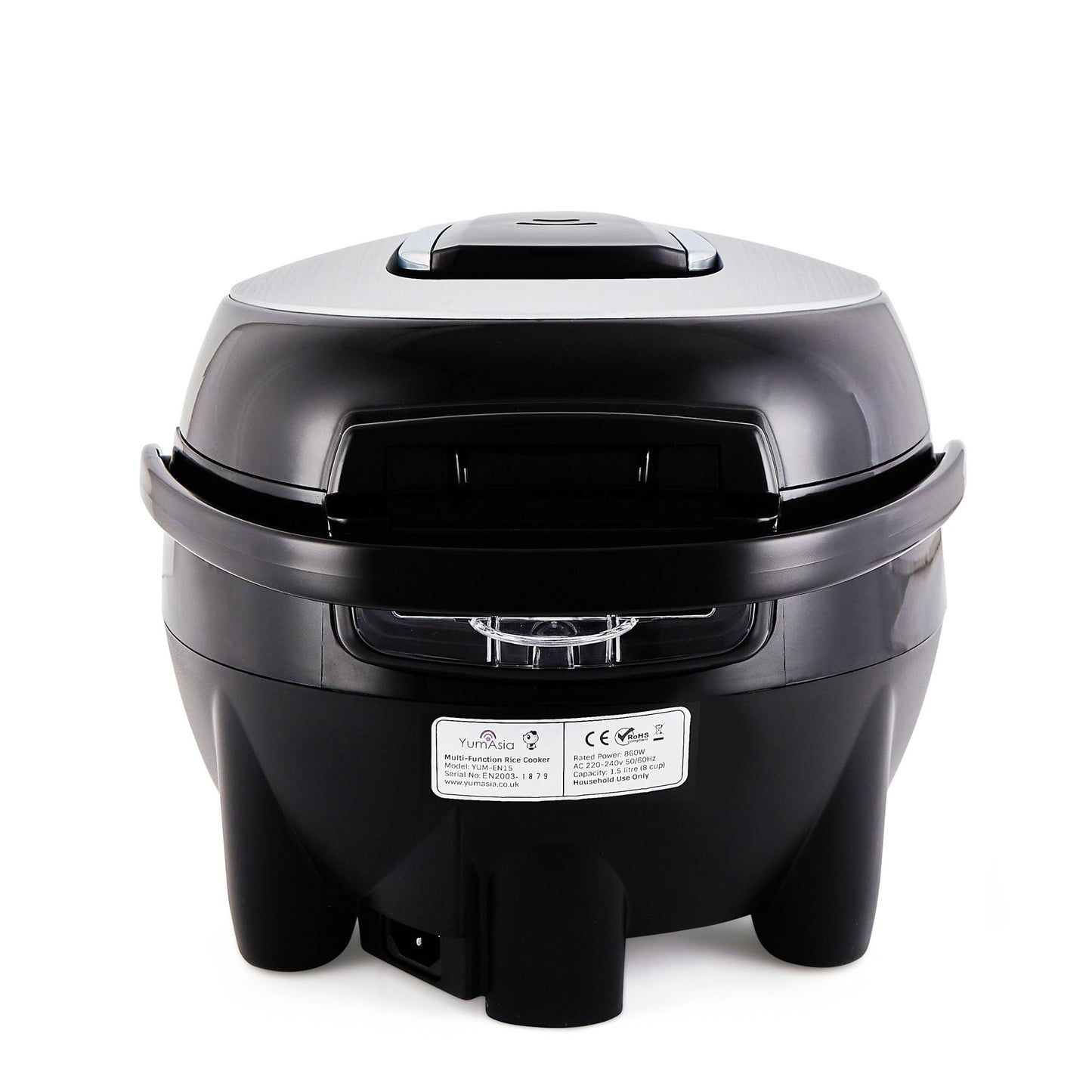 Sakura Rice Cooker with Ceramic Bowl and Advanced Fuzzy Logic (Black and Silver)