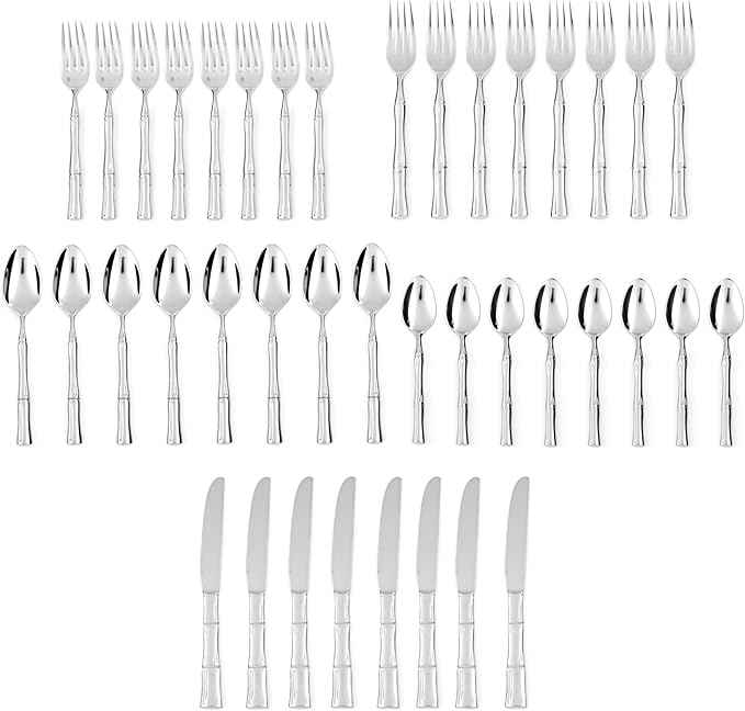 Fortessa Royal Pacific 18/10 Stainless Steel, 40 Piece Flatware Set (Service for 8), Silver