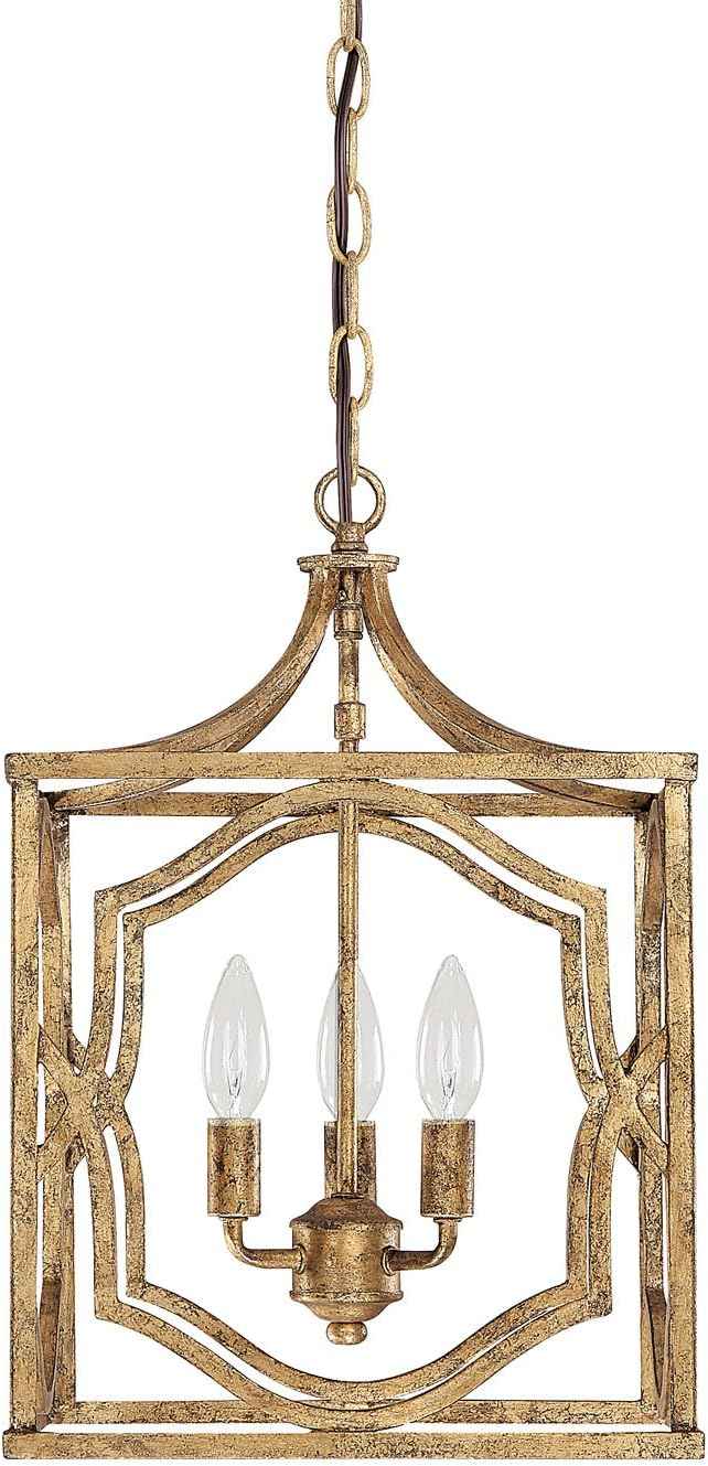 Capital Lighting 9481AG Blakely Lantern Foyer Pendant, 3-Light 180 Total Watts, 18" H x 12" W, Antique Gold