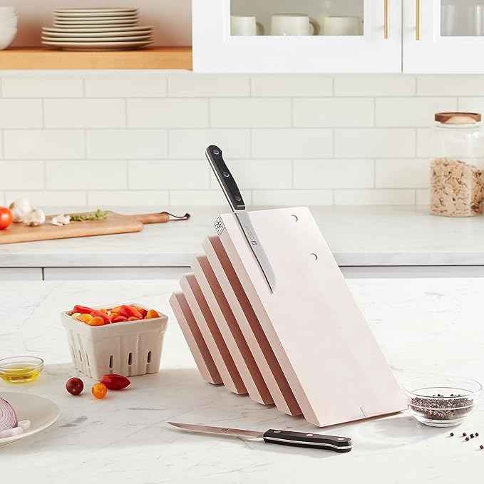 ZWILLING Italian Slanted Magnetic Knife Block - White-Colored Beechwood