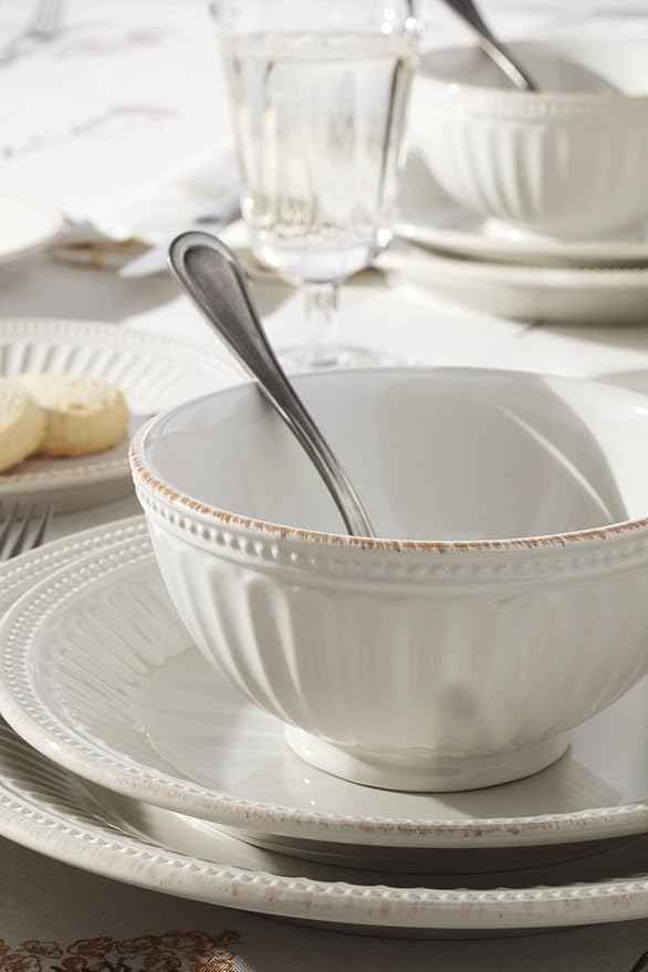 Lenox 897388 French Perle Groove 12-Piece Dinnerware Set, Service For 4