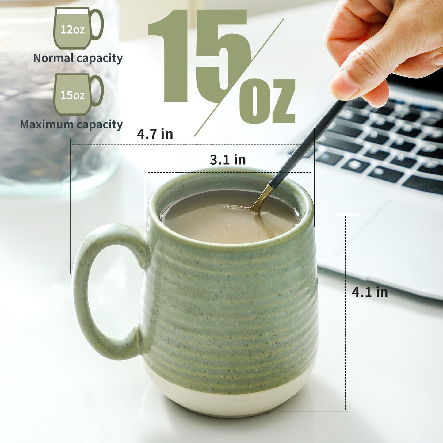 Stoneware Coffee Mugs Set of 6 (Green / Set of 6)