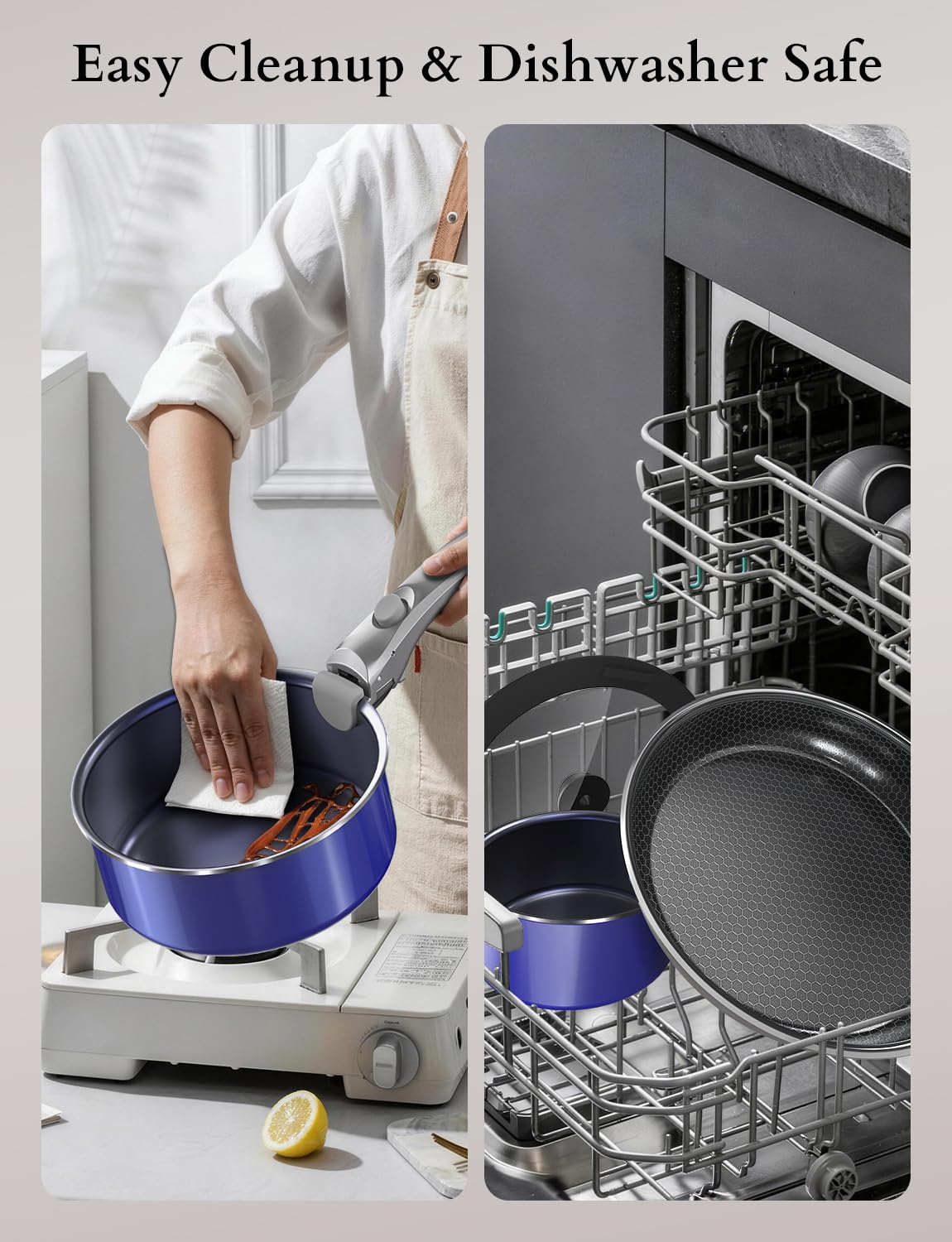 Ceramic Pots and Pans Set Non Stick (Deep Sapphire)
